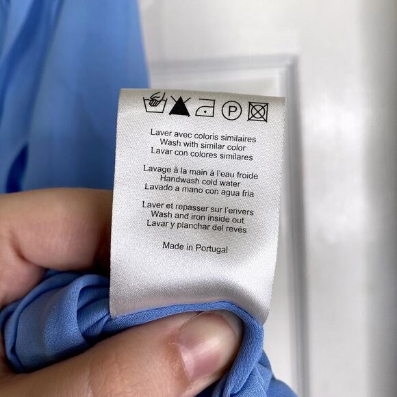 SANDRO Paris Pleated Midi Dress Blue Size 2 Summer Lightweight - Picture 8 of 8